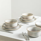 Stone Lain Slate 24-Piece Dinnerware Set Stoneware, Plates and Bowls Set, Dishwasher and Microwave Safe, Dish Set for 8, White