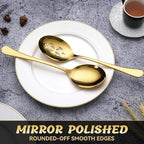 4 Piece Stainless Steel Serving Spoon Set - 2 Large, 2 Slotted,Dishwasher Safe,10-Inch,Gold, for Parties/Kitchen/Buffet/Catering