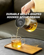 ZENS Design Glass Teapot with Infuser, 23 oz Small Loose Leaf Tea Steeper Pot with Stainless Steel Spout for Hot Tea Steeper, Oval Handle Clear Tea Pot with infusers for Loose Tea Lovers Gifts