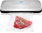 NutriChef Vacuum Sealer Machine – Compact Silver Vacuum Sealing System with Dry & Moist Modes, LED Indicators, Starter Kit & Extra Bags – Ideal for Food Preservation, Meal Prep & Sous Vide Cooking