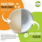 Raj Palm Leaf Bulk Bowls [50-Pack] 4" Round Bowls (10 CASES - 500 PACK) like Bamboo bowls Disposable, Strong, Decorative Compostable Tableware for weddings, Birthday, Camping, Outdoor
