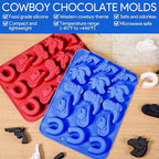2 PCS Cowboy Chocolate Molds, Cowboy Hat, Boots, Saddle Shaped Cakesicle Molds Silicone, Western Party Theme, For Cupcakes, Cake Pops, Jellies, Chocolates, Candies(Blue,Red)