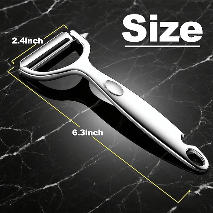 Premium Vegetable Peeler, Y Shaped Super Sharp, Stainless Steel, Bottle Opener, Hanging Hole, Potato Eye Remover, Non-Slip Handle Slicer for Apple Carrot