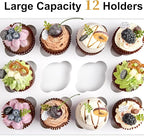 Kucoele 12 Count Cupcake Boxes, 12 Pack White Cupcake Containers with Windows and Inserts, Disposable Cupcake Carriers for Muffins, Treats, Pastries, 13 x 10 x 4 Inches
