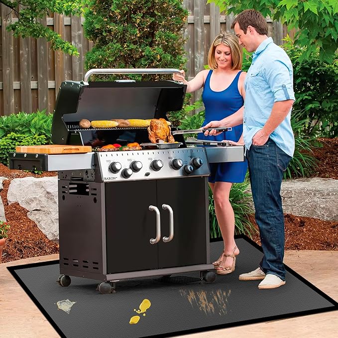 80 ×48 inches Under Grill Mat for Outdoor Grill/ Fireproof Grill Pad for Fire Pit, Double-Sided Indoor Fireplace Mat Fire Pit Mat, Oil-Proof Waterproof BBQ Grilling Mats Pads for Deck Patio Gas Grills