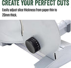 LEM Products 8 ½ Inch Aluminum Electric Meat Slicer Machine, Includes Two Stainless Steel Blades, Serrated and Fine, Silver