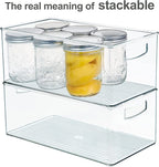 Hudgan 2 Pack Straight Sides Stackable Pantry Organizer Bins for Home Edit - 13.5''L x 7.5''W x 5.5''H