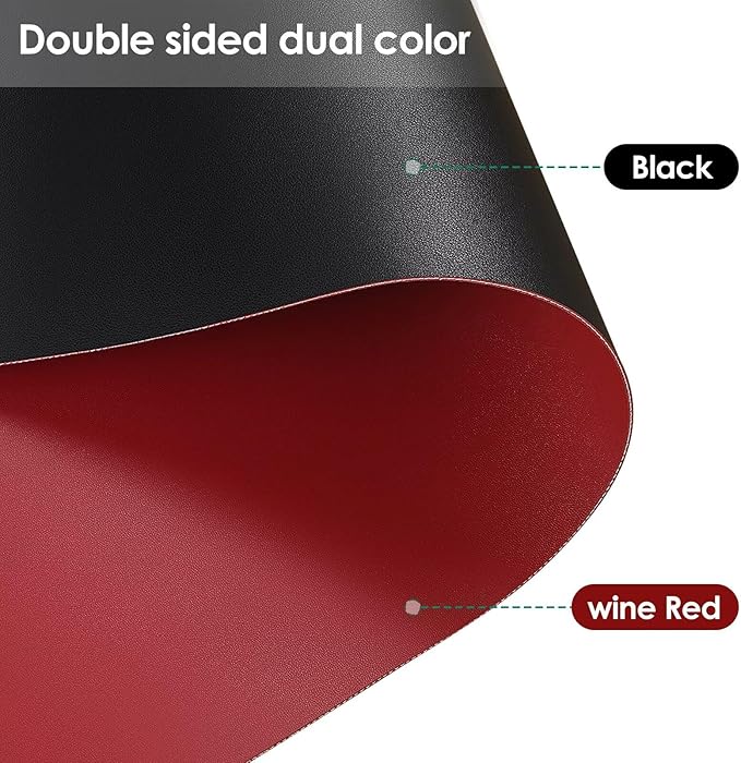 Desk Cover Protector - Used for Square Table Waterproof and Easy to Clean Good Flatness Easy to Used for Dining Table(Black+Wine Red 44x44)