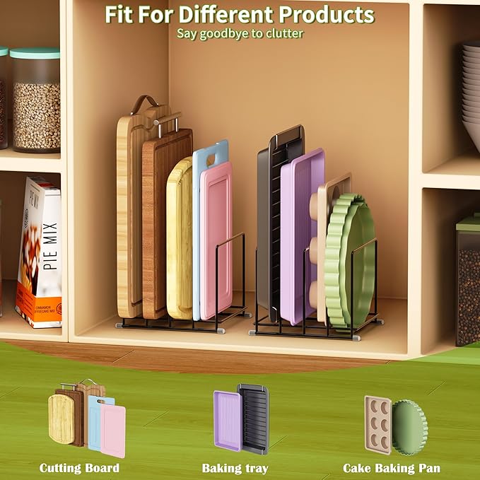 Cutting Board Organizer-1.6in Wide Kitchen Cutting Board Holder Stand for Pan,Baking Sheets,Cookie Sheets with 4 Slots,Baking Sheet Oragnizer(1PC-Large)