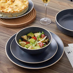 Stone Lain Lauren Modern Stoneware 16-piece Round Dinnerware Set, Plates and bowls Set, Dish set for 4, Charcoal