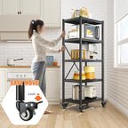REIBII Storage Shelves for Storage with Wheels 1158LBS Heavy Duty Metal Shelving Unit Rolling Adjustable 5-Tier Pantry Shelves Kitchen Shelves Garage Shelving Utility Rack 2 Pack