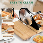 Huanyu Manual Bread Slicer Upgrade Foldable Sourdough Cutter Versatile Hand Crank Slicers Stainless Steel Blade Adjustable Thickness with Scale Line&Suction Cup for Homemade & Commercial Use (Black)