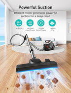 Aspiron Canister Vacuum Cleaner, 30Kpa Bagless Vacuum Cleaners, 3.7QT Large Dust Cup, Double HEPA Filter, Retractable Cord, 1600W Lightweight Vacuum Cleaner with 5 Tools for Hard Floors, Persimmon