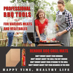 Renook Copper Grill Mats for Outdoor Grill, Set of 8 BBQ Grill Mat for Outdoor Gas Grill, Non-Stick Copper Cooking Sheets, 15.75 X 13 Inch