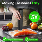 Vacuum Sealer, Portable handheld Vacuum Sealer + 30 Reusable Vacuum Bags, Portable Food Sealer, With LED pressure display, 2-Speed Pressure Control (60/80 Kpa)
