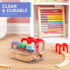 Plastic Food Storage 6 Pack Clear Container Bin with Handles for Organizing Kitchen, Pantry, Refrigerator, Freezer, Pantry, Cabinet, Closet, Bathroom. Stackable 10”x6”x3”