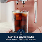 De'Longhi Dedica Duo Compact Espresso Machine - Cold Brew Coffee Maker with Milk Frother Wand- for Espresso, Hot & Iced Coffee, Cappuccinos, Lattes & Home Barista Brewing, Rosé Pink
