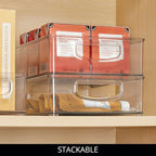 iDesign Stackable Pantry Bins with Handles, 4 Different Sizes, 4 Pack, Clear, Made in USA
