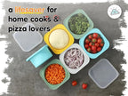 Stackable Silicone Artisan Pizza Dough Proofing Containers with Lids pizza making accessories (1 Yellow+1 Green+1Blue+1 Gray+1 Space Gray)