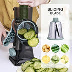 Kaishun Cheese Grater Rotary Grater Sredder Stainless Steel with Vacuum Suction Base Madonline Multi Functional Kitchen Tool Perfect for Easy Shredding and Slicing ((Clear) BlackCyan)