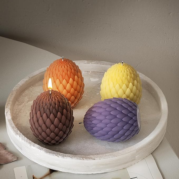 Dragon Egg & Scale Molds - Silicone Resin Casting Molds for 3D Animal & Wave Candle Decor