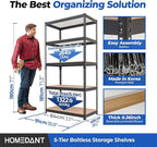 HOMEDANT 5 Tier Laminated Boltless Metal Shelving Unit Adjustable Garage Storage Utility Rack Heavy Duty Shelves Organization Multipurpose Shelf Warehouse Pantry Shed 35.9" W x 18.2" D x 71.3" H 4Pack