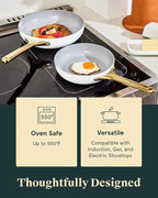 Caraway Fry Pan Duo - Nonstick Ceramic Frying Pan (8" & 10.5”) - Non Toxic, PTFE & PFOA Free - Oven Safe & Compatible with All Stovetops (Gas, Electric & Induction) - Marigold