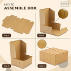 Fit Meal Prep 25 Pack Kraft Bakery Boxes, 9 x 9 x 3 Inches Brown Pastry Boxes, Cardboard Treat Boxes Pie Boxes Cookie Boxes Dessert Boxes for Cupcakes, Chocolates, Donuts, Macarons