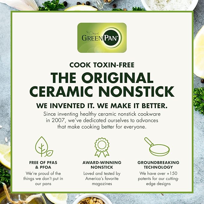 GreenPan Lima Hard Anodized 11” Square Griddle Pan, Ceramic Nonstick, PFAS-Free Nontoxic Pots and Pans, Oven & Broiler Safe, Stainless Steel Handle, Cookware for Eggs & Omelet, Gray