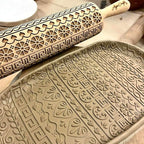 GREEK Embossing Rolling Pin. Laser Engraved Dough Roller with Cgreek Pattern for Embossed Cookies or Pottery by Algis Crafts