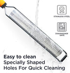 Deiss PRO Citrus Lemon Zester & Cheese Grater — Parmesan Cheese, Lemon, Ginger, Garlic, Nutmeg, Chocolate, Vegetables, Fruits - Razor-Sharp Stainless Steel Blade + Protect Cover - Dishwasher Safe