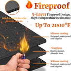 25 x 20 in Heat Resistant Grill Mats for Outdoor Grill to Protect Your Prep Table and Outdoor Grill Table, Fireproof Waterproof Oil-Proof BBQ Mat Grill Table Mat - Reusable Black (0.6mm)