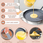 Nonstick Crepe Pan, 11Inch Granite Coating Dosa Pan Pancake Flat Skillet Tawa Griddle, 4 Pcs Kitchen Pancake Grill Pans Set, Fry Pans for All Stoves (11 Inch)