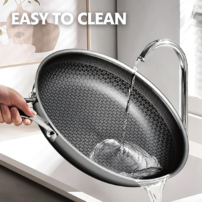 Hybrid Pans Set Nonstick with 2Lid, 8&10&12 Inch Nonstick Frying Pans Set, Dishwasher Induction Oven Broiler Safe Stainless Steel Skillet, PFOA Free Kitchen set