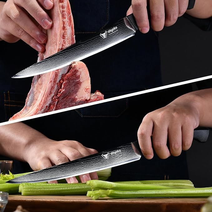Slicing Knife 9", Long, Thin Blade, Allows for Cleaner Cuts to Preserve Juices and Flavor, Cutluxe Meat Carving Knife – Turkey Carving Knife,All Tang non-slip handle design,Premium Gift Box