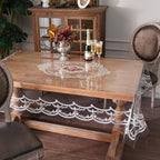 Clear Table Cover Protector Plastic Vinyl Table Cloth with White Lace Pattern Oil Spill Proof Plastic Tablecloths for Dining Tables Parties Holidays (French Lace, 60 x 120 Inches)