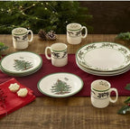 Spode Christmas Tree 12-Piece Melamine Dinnerware Set - Seasonal Dinnerware for Holiday Gatherings, Service for 4, Dishwasher Safe with Festive Christmas Tree Motif, Shatterproof & Durable Dishes
