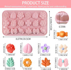 2PCS Silicone Flower Molds,Flower Chocolate Mold,Rose Leaf Tulip Daisy Bow Tie Candy Molds Silicone Gummy Jello Ice Cube Baking Soap Pudding Cookie Molds for Desserts Making,Cupcake Toppers,Cake Decor