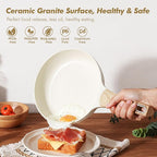 SENSARTE Ceramic Cookware Sets, Pots and Pans Set Non stick, 14-Piece Induction Cookware, Non toxic Healthy Non Stick Kitchen Cooking Set, with Frying Pans Set, PFAS PTFE PFOA PFOS Free
