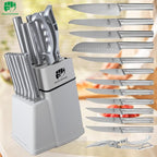FULLHI 14pcs Knife Block Set, Dishwasher Safe Kitchen Knife Set with Built-in Sharpener, Stainless Steel Chef Knives Set with Knife Holder Kitchen Scissors