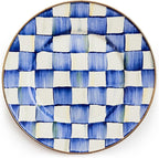 MACKENZIE-CHILDS Enamel Salad and Dessert Plate, Small Plate for a Dessert or Appetizer Dish, 8 Inches, Blue-and-White Royal Check