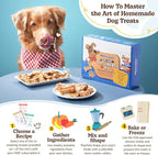 BoneItUp Dog Treat Making Kit – All-in-One DIY Cookie Set with Reusable 4 Silicone Dog Treat Molds, 3 Cutters, 10 Recipes & Gift Bags – Make Healthy Homemade Treats for Dogs