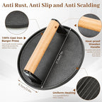 Smash Hamburger Press Kit,Around Burger Press,Hamburger Spatula and Stainless Steel Tongs with Wooden Handle,Heavy-Duty Cast Iron Grill Press for Bacon, Hamburgers, Eggs, Sandwiches,Steak