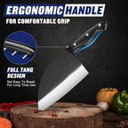 SSGP Serbian Chef Knife, 7.2 Inch Meat Cleaver Knife with Full Tang Handle, Hand Forged Heavy Duty Chopper Knife, Butcher Knife for Kitchen, Outdoor Cooking, Camping