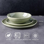 AmorArc Ceramic Dinnerware Sets,Handmade Reactive Glaze Stoneware Plates and Bowls Set,Highly Scratch Resistant | Dishwasher & Microwave Safe,Service for 6 (18pc)