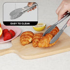 Hotec Mini Silicone Kitchen Tongs for Cooking - 7-Inch Small Serving Tongs with Silicone Tips, Set of 3 (Black,Grey,Khaki)