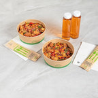 Restaurantware Compostable Paper Food Containers 200 Pack Of 50 oz BPI-Certified Round Kraft Salad Bowls Disposable Grease-Resistant Meal Prep Take Out Containers For Ice Creams, Soups, Snacks