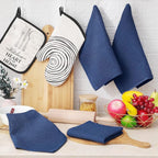 Homaxy 100% Cotton Waffle Weave Kitchen Dish Cloths, Ultra Soft Absorbent Quick Drying Dish Towels, 12 x 12 Inches, 18-Pack, Navy Blue