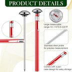 Xuhal 4 Pieces Stainless Steel Kitchen Pocket Thermometer Immediate Read 1 Inch Dial Food Thermometer with 4 Pcs Sleeves for Milk Frothing Oven Meat Cooking Probe Water Grill Coffee BBQ