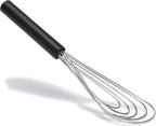 Flat Whisk Silicone Handle Non Slip 10" - 5 Wires Whisk with 10 Heads for Kitchen Cooking Color by Jell-Cell (Black)
